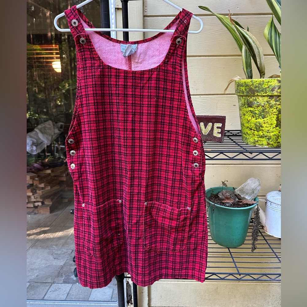 PAUL HARRIS PHD Vintage Plaid Red Checkered Jumper EUC Large Pockets Size Medium